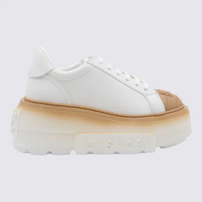 CASADEI CASADEI WHITE BEIGE LEATHER SNEAKERS