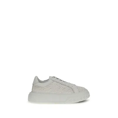 Casadei White Calf Leather Bos Taurus Chunky Sneakers In Multi