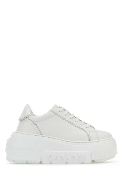 Casadei White Leather Nexus Sneakers In Neutral