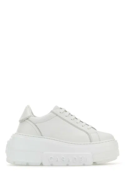 CASADEI WHITE LEATHER SNEAKERS