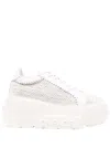 Casadei White Platform Sneakers Interwoven Design In Polyurethane Woman
