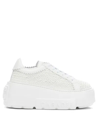 Casadei White Polyurethane Leather Sneakers