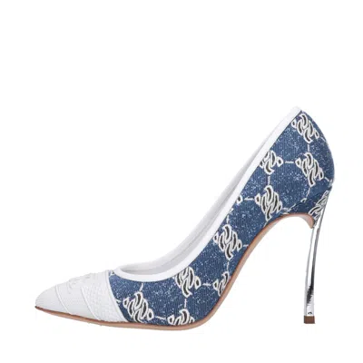 Casadei With Heel Denim In Blu Blu E Verdi