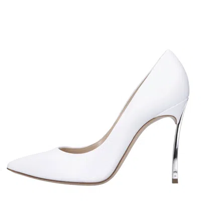 Casadei With Heel White In Bianco Chiari E Naturali