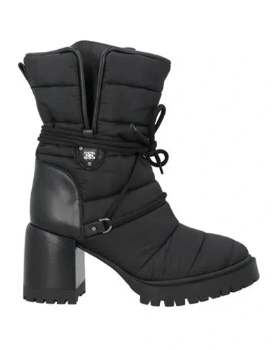 Casadei Woman Ankle Boots Black Size 7 Textile Fibers, Leather