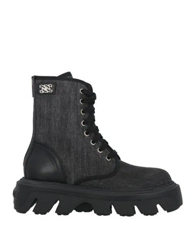 Casadei Woman Ankle Boots Black Size 8 Leather, Textile Fibers