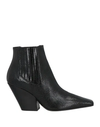 Casadei Woman Ankle Boots Black Size 8 Leather, Elastic Fibres