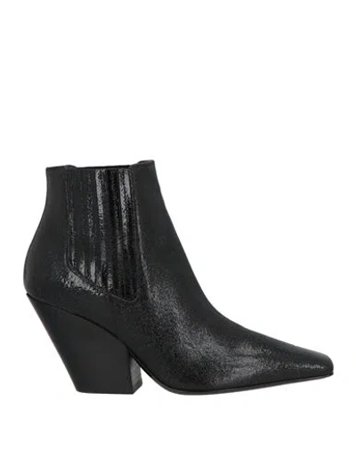 CASADEI CASADEI WOMAN ANKLE BOOTS BLACK SIZE 8 LEATHER, ELASTIC FIBRES