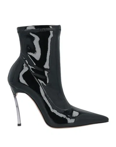 Casadei Woman Ankle Boots Black Size 8 Textile Fibers