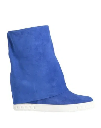 Casadei Woman Ankle Boots Blue Size 6 Leather