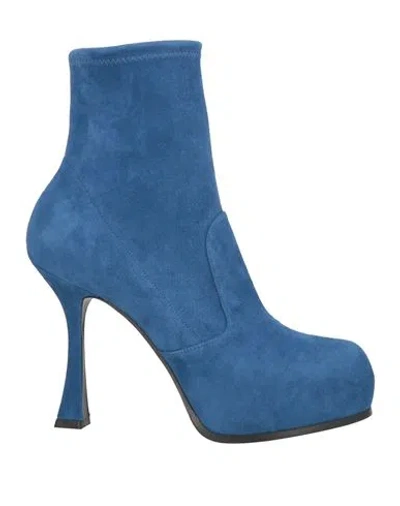 Casadei Woman Ankle Boots Blue Size 8 Leather