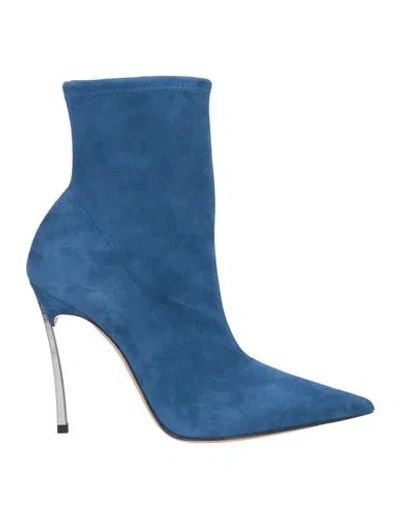 Casadei Woman Ankle Boots Blue Size 8 Leather