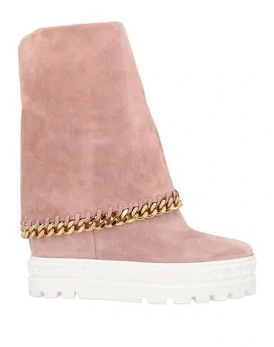 Casadei Woman Ankle Boots Blush Size 6.5 Leather In Pink
