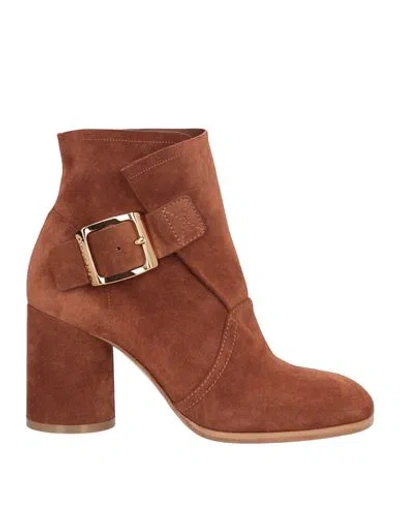 Casadei Woman Ankle Boots Brown Size 8 Leather