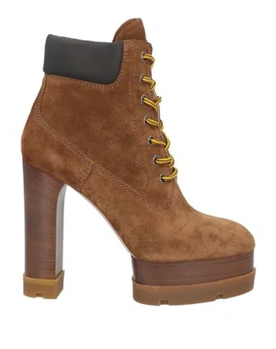 Casadei Woman Ankle Boots Brown Size 8 Leather