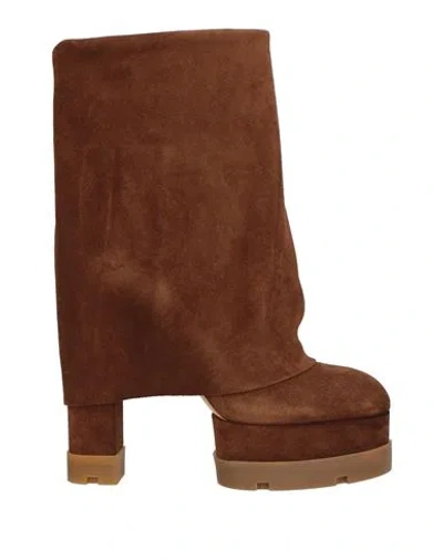 Casadei Woman Ankle Boots Brown Size 8 Leather In Multi