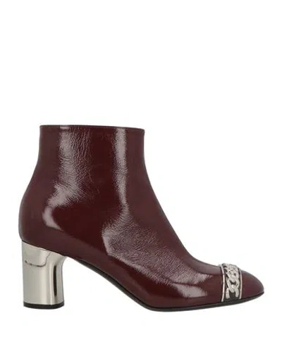 Casadei Woman Ankle Boots Burgundy Size 7 Leather In Red