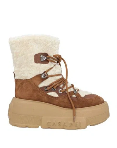 Casadei Woman Ankle Boots Camel Size 6 Leather In Beige