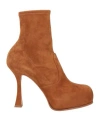 Casadei Woman Ankle Boots Camel Size 8 Leather In Beige