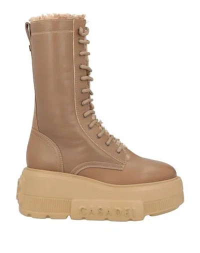 Casadei Woman Ankle Boots Camel Size 8 Leather In Beige