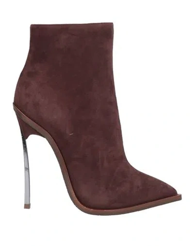 Casadei Woman Ankle Boots Chocolate Brown Size 5 Leather