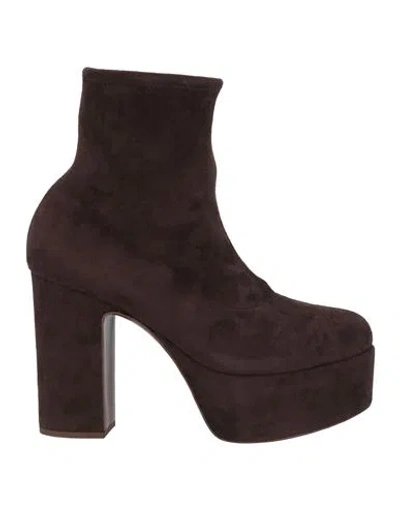 Casadei Woman Ankle Boots Dark Brown Size 7.5 Leather