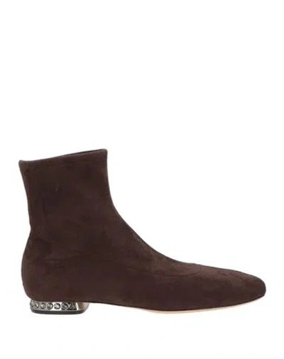 Casadei Woman Ankle Boots Dark Brown Size 8 Synthetic Material