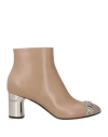 Casadei Woman Ankle Boots Khaki Size 7.5 Leather In Multi