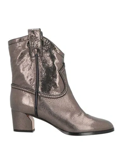 Casadei Woman Ankle Boots Lead Size 7 Leather In Grey