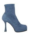 Casadei Woman Ankle Boots Pastel Blue Size 8 Leather In Azzurro Blu E Verdi