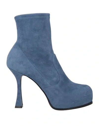 Casadei Woman Ankle Boots Pastel Blue Size 8 Leather In Azzurro Blu E Verdi