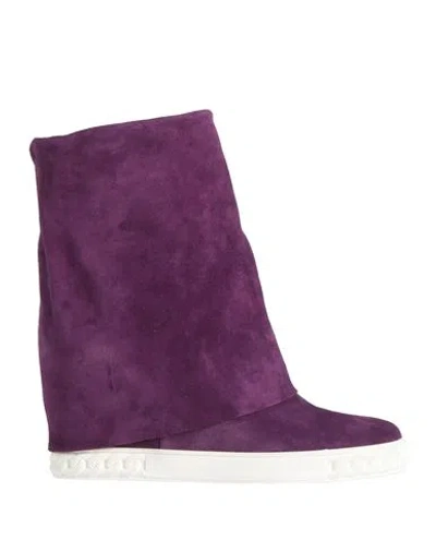 Casadei Woman Ankle Boots Purple Size 11 Leather