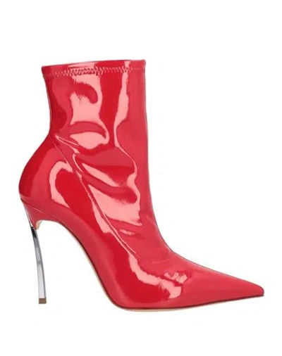 Casadei Woman Ankle Boots Red Size 8 Textile Fibers