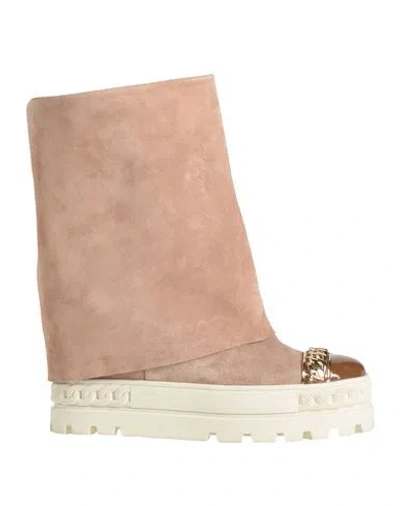 Casadei Woman Ankle Boots Sand Size 10 Leather