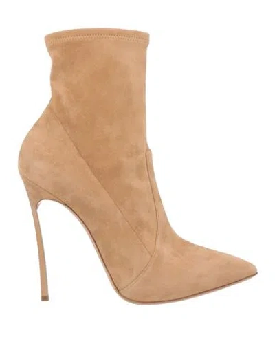 Casadei Woman Ankle Boots Sand Size 11 Leather In Beige