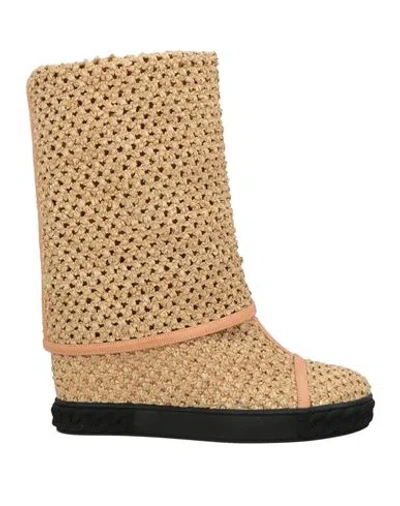 Casadei Woman Ankle Boots Sand Size 5.5 Textile Fibers