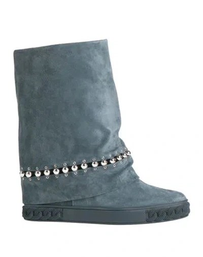 Casadei Woman Ankle Boots Slate Blue Size 6 Leather