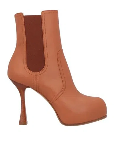 Casadei Woman Ankle Boots Tan Size 8 Leather In Brown