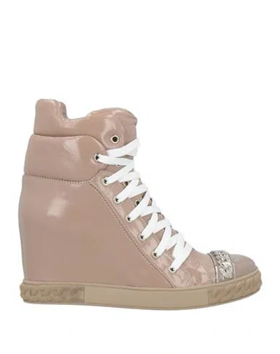 Casadei Woman Ankle Boots Taupe Size 11 Leather In Pink