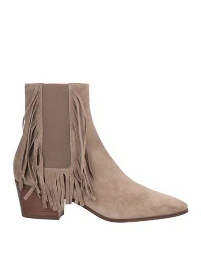 Casadei Woman Ankle Boots Taupe Size 8 Leather In Gray
