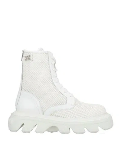 Casadei Woman Ankle Boots White Size 5 Leather, Textile Fibers In Multi