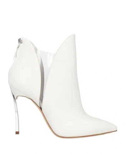 Casadei Woman Ankle Boots White Size 8 Leather
