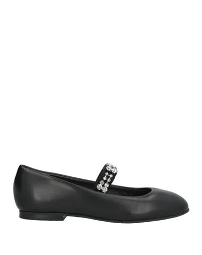 Casadei Woman Ballet Flats Black Size 8 Leather