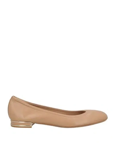 Casadei Woman Ballet Flats Blush Size 8 Leather In Nude