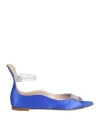 Casadei Woman Ballet Flats Bright Blue Size 7 Textile Fibers, Plastic