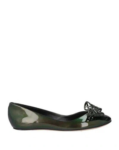 Casadei Woman Ballet Flats Green Size 7 Leather