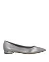 Casadei Woman Ballet Flats Gunmetal Size 8 Leather