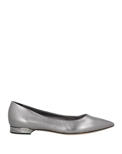 Casadei Woman Ballet Flats Gunmetal Size 8 Leather