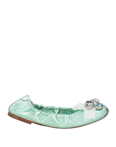 Casadei Woman Ballet Flats Light Green Size 7 Leather