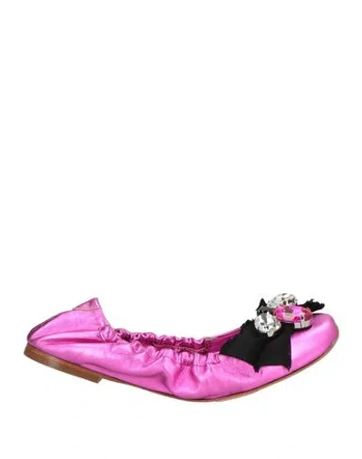 Casadei Woman Ballet Flats Mauve Size 8 Leather In Pink